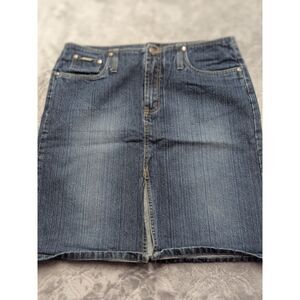 Stephen Hardy Squeeze Denim Mini Skirt Womens 11/12 Blue Y2K Front Slit